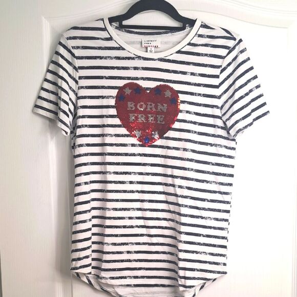 Born Free Striped Sequin Flip T-Shirt - Picture 1 of 5